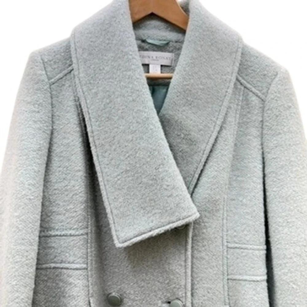 Edina Ronay London‎ Light Blue Boucle Wool Blend Double Breasted Coat Womens 8